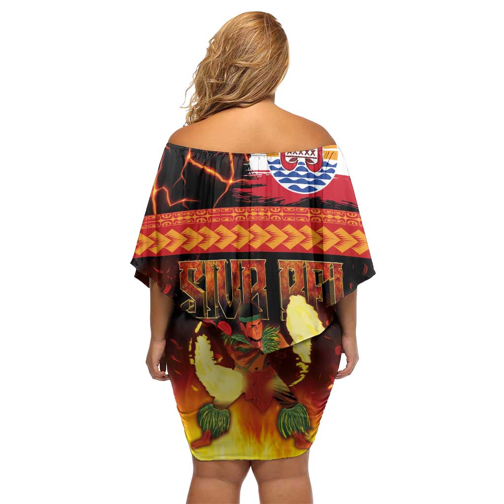 Tahitian Siva Afi Family Matching Off Shoulder Short Dress and Hawaiian Shirt Tribal Performers of Tahitian Fire Knife Dancing LT03 - Polynesian Pride