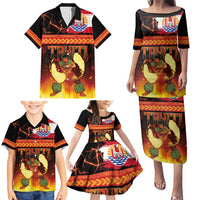 Tahitian Siva Afi Family Matching Puletasi and Hawaiian Shirt Tribal Performers of Tahitian Fire Knife Dancing LT03 - Polynesian Pride