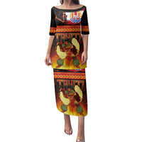 Tahitian Siva Afi Family Matching Puletasi and Hawaiian Shirt Tribal Performers of Tahitian Fire Knife Dancing LT03 Mom's Dress Black - Polynesian Pride