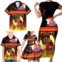 Tahitian Siva Afi Family Matching Short Sleeve Bodycon Dress and Hawaiian Shirt Tribal Performers of Tahitian Fire Knife Dancing LT03 - Polynesian Pride