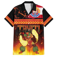Tahitian Siva Afi Family Matching Short Sleeve Bodycon Dress and Hawaiian Shirt Tribal Performers of Tahitian Fire Knife Dancing LT03 Dad's Shirt - Short Sleeve Black - Polynesian Pride