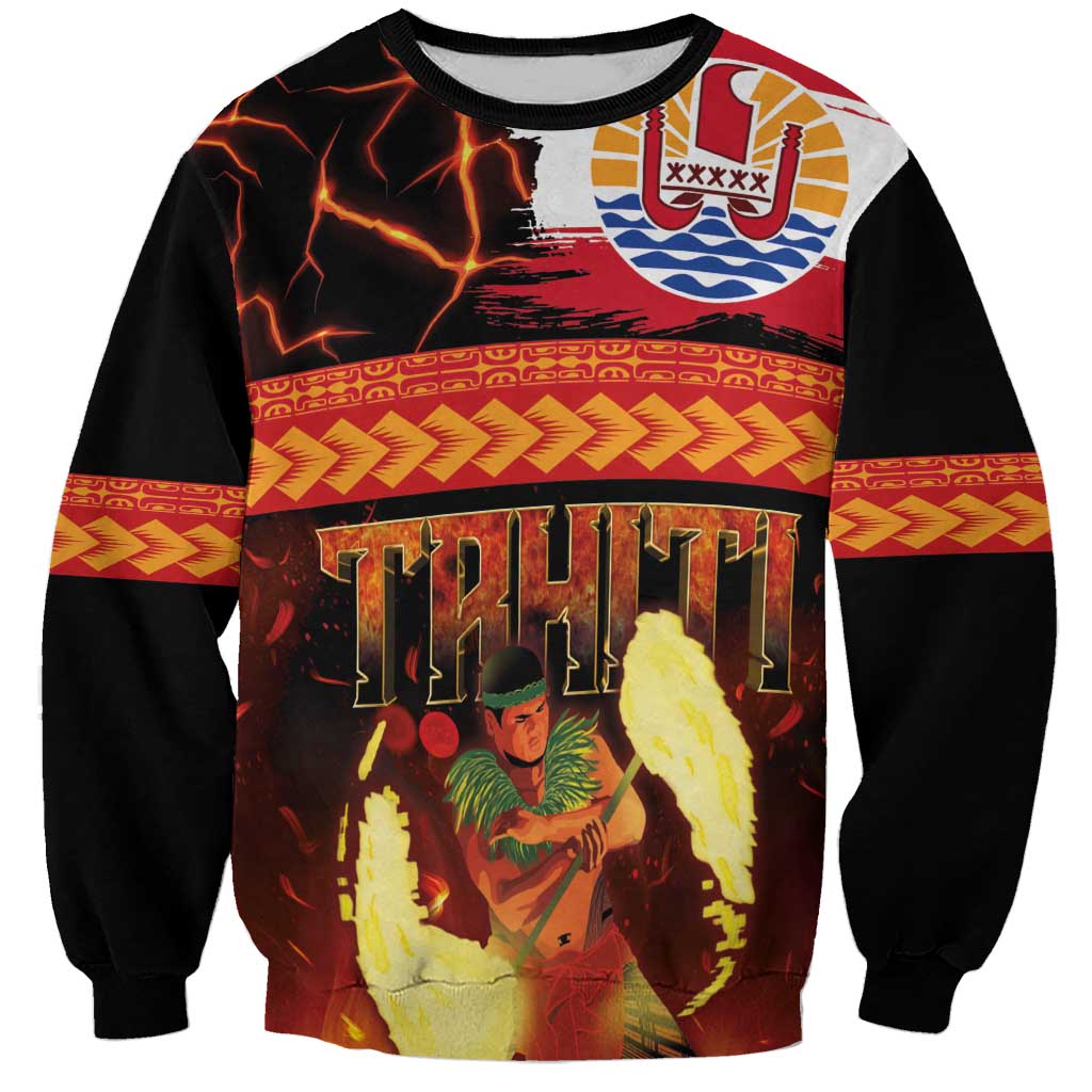 Tahitian Siva Afi Sweatshirt Tribal Performers of Tahitian Fire Knife Dancing LT03 Unisex Black - Polynesian Pride