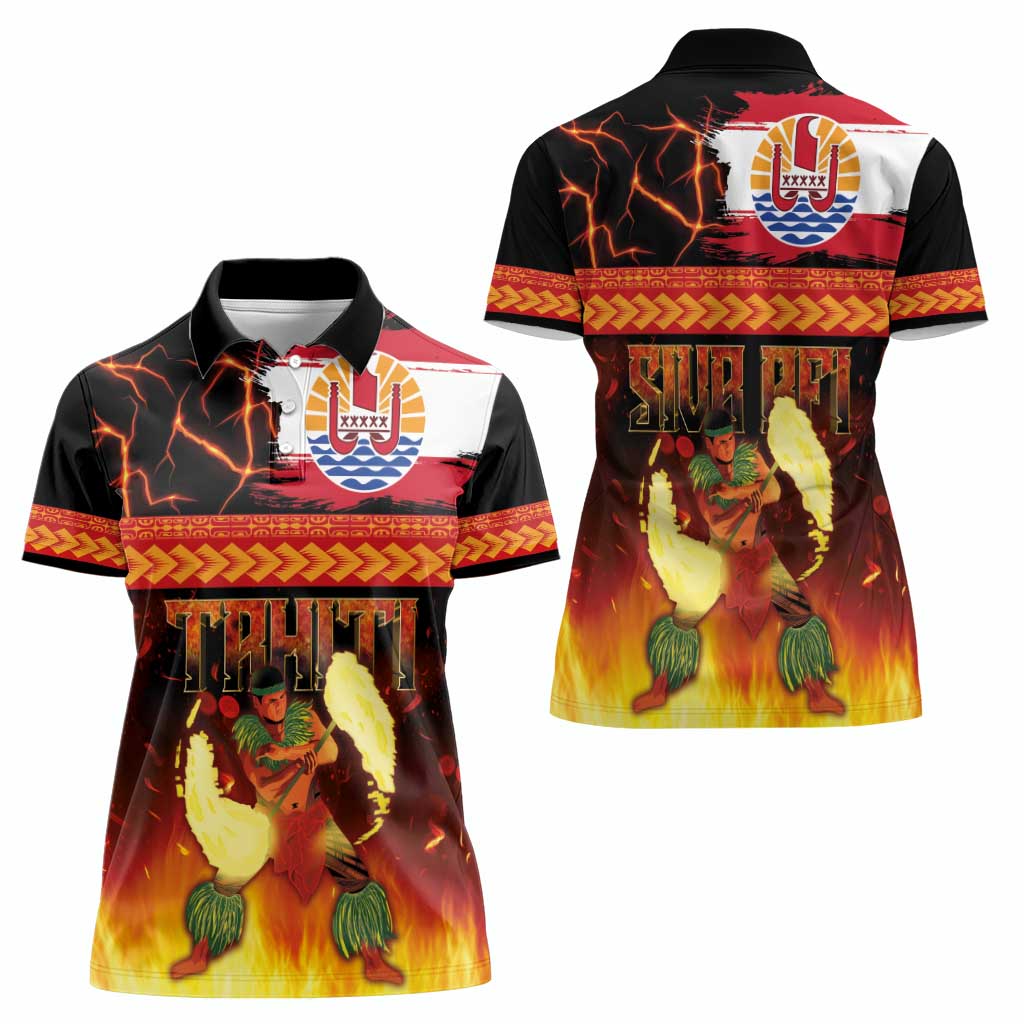 Tahitian Siva Afi Women Polo Shirt Tribal Performers of Tahitian Fire Knife Dancing LT03 - Polynesian Pride