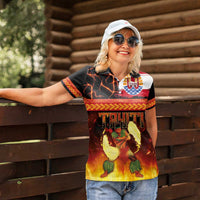 Tahitian Siva Afi Women Polo Shirt Tribal Performers of Tahitian Fire Knife Dancing LT03 - Polynesian Pride