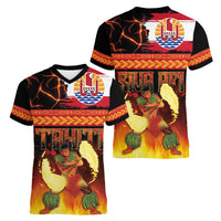 Tahitian Siva Afi Women V-Neck T-Shirt Tribal Performers of Tahitian Fire Knife Dancing LT03 - Polynesian Pride