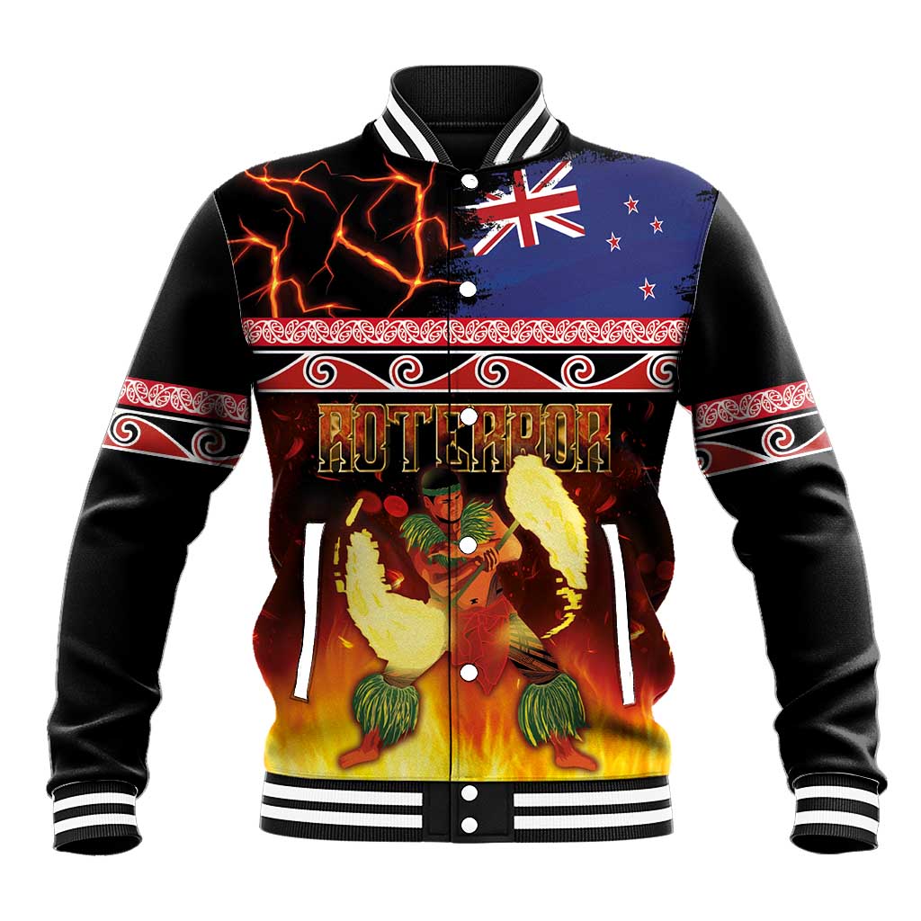 Aotearoa Siva Afi Baseball Jacket Tribal Performers of Aotearoa Fire Knife Dancing