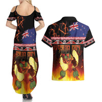 Aotearoa Siva Afi Couples Matching Summer Maxi Dress and Hawaiian Shirt Tribal Performers of Aotearoa Fire Knife Dancing