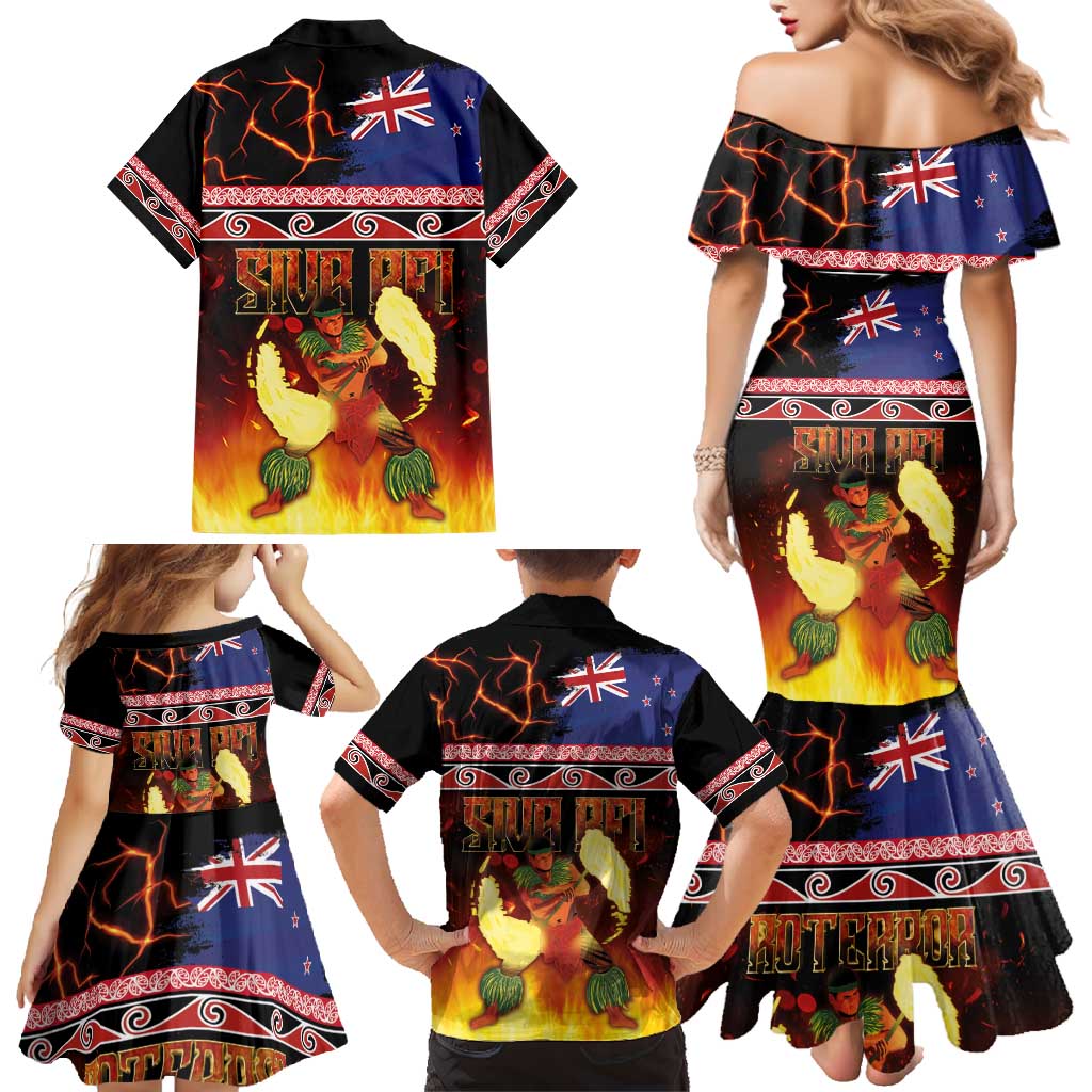 Aotearoa Siva Afi Family Matching Mermaid Dress and Hawaiian Shirt Tribal Performers of Aotearoa Fire Knife Dancing LT03 - Polynesian Pride