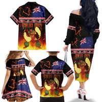 Aotearoa Siva Afi Family Matching Off The Shoulder Long Sleeve Dress and Hawaiian Shirt Tribal Performers of Aotearoa Fire Knife Dancing LT03 - Polynesian Pride