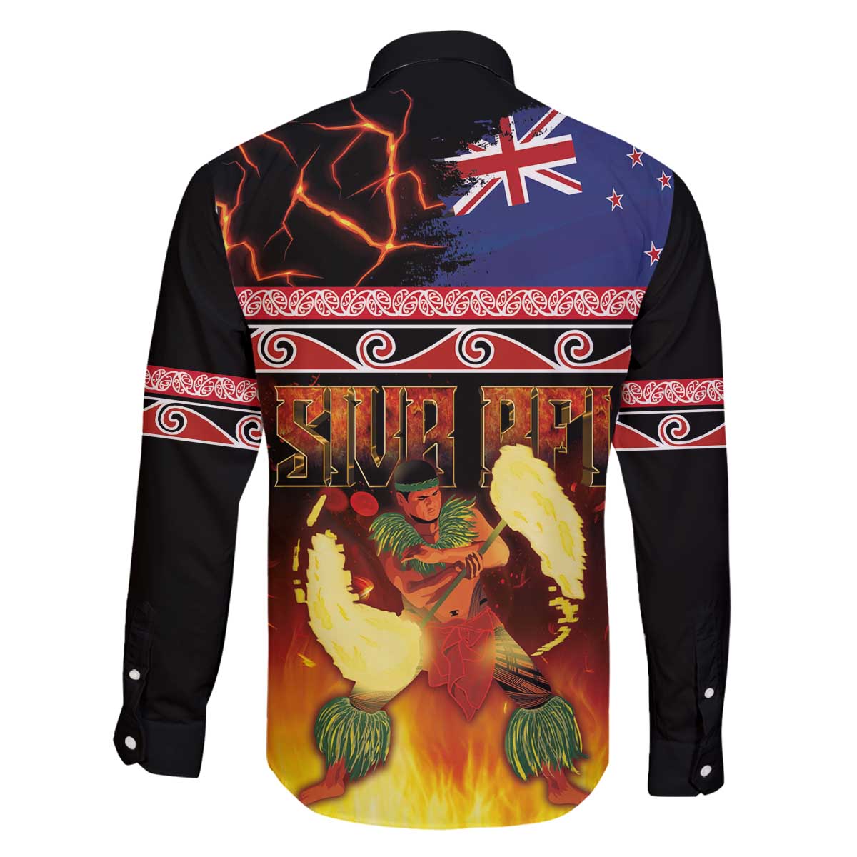 Aotearoa Siva Afi Family Matching Off The Shoulder Long Sleeve Dress and Hawaiian Shirt Tribal Performers of Aotearoa Fire Knife Dancing LT03 - Polynesian Pride