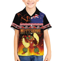 Aotearoa Siva Afi Family Matching Off Shoulder Maxi Dress and Hawaiian Shirt Tribal Performers of Aotearoa Fire Knife Dancing LT03 Son's Shirt Black - Polynesian Pride