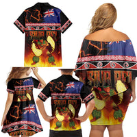 Aotearoa Siva Afi Family Matching Off Shoulder Short Dress and Hawaiian Shirt Tribal Performers of Aotearoa Fire Knife Dancing LT03 - Polynesian Pride