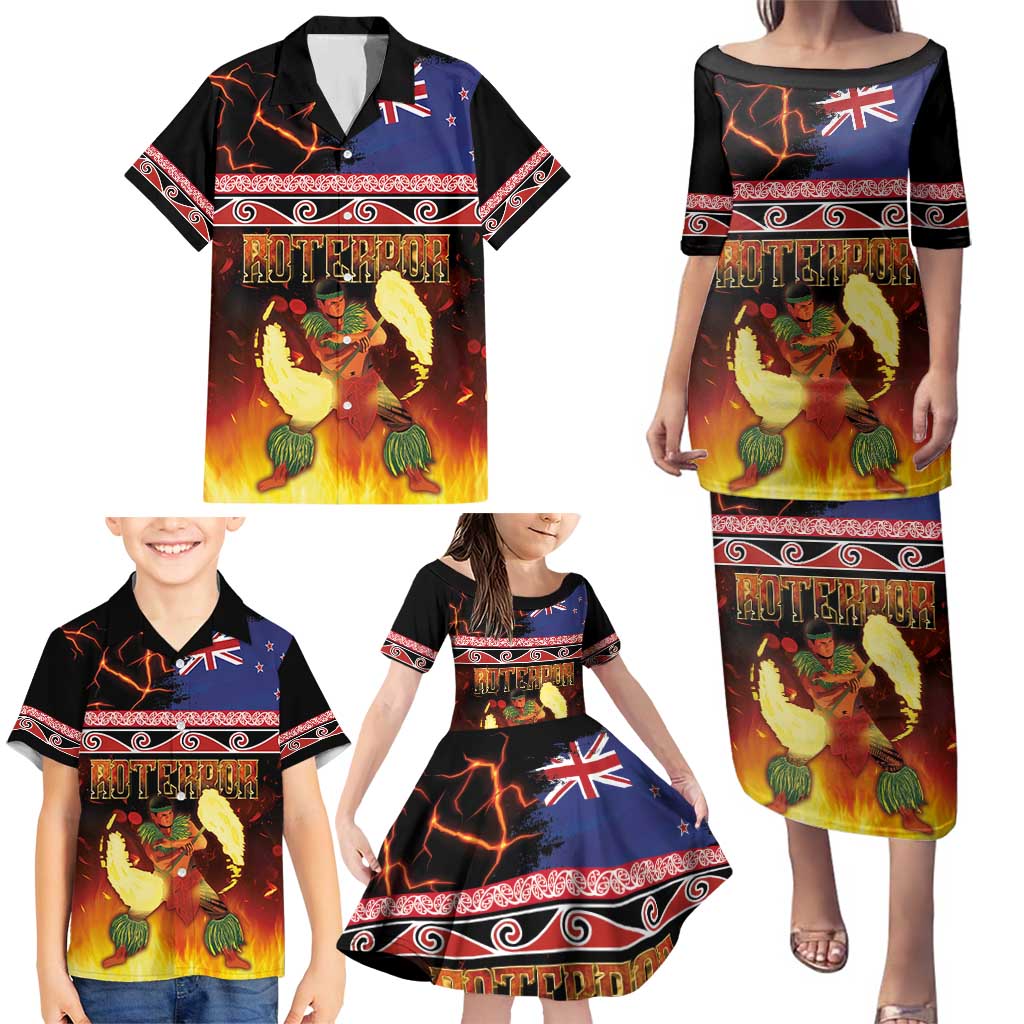 Aotearoa Siva Afi Family Matching Puletasi and Hawaiian Shirt Tribal Performers of Aotearoa Fire Knife Dancing LT03 - Polynesian Pride