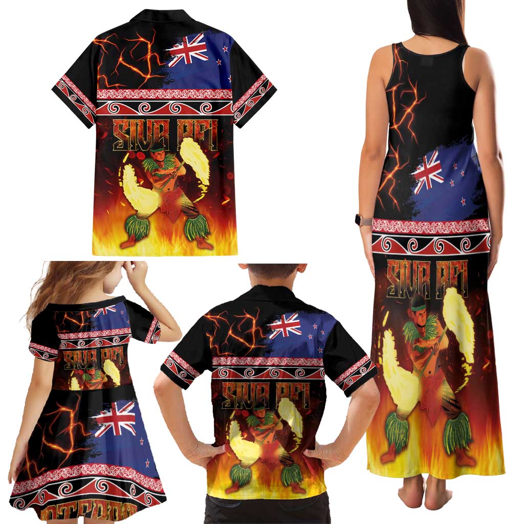 Aotearoa Siva Afi Family Matching Tank Maxi Dress and Hawaiian Shirt Tribal Performers of Aotearoa Fire Knife Dancing LT03 - Polynesian Pride