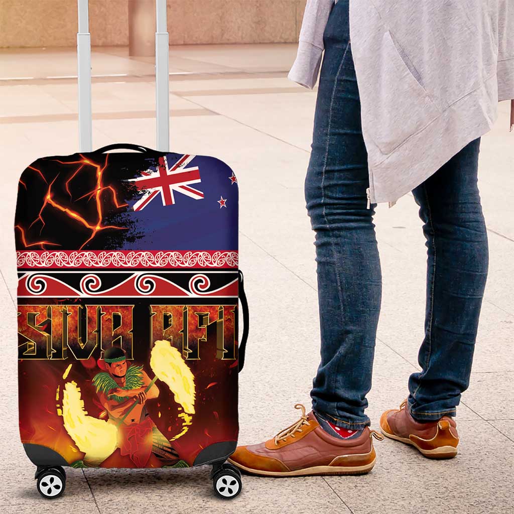 Aotearoa Siva Afi Luggage Cover Tribal Performers of Aotearoa Fire Knife Dancing LT03 Black - Polynesian Pride