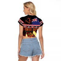 Aotearoa Siva Afi Raglan Cropped T Shirt Tribal Performers of Aotearoa Fire Knife Dancing