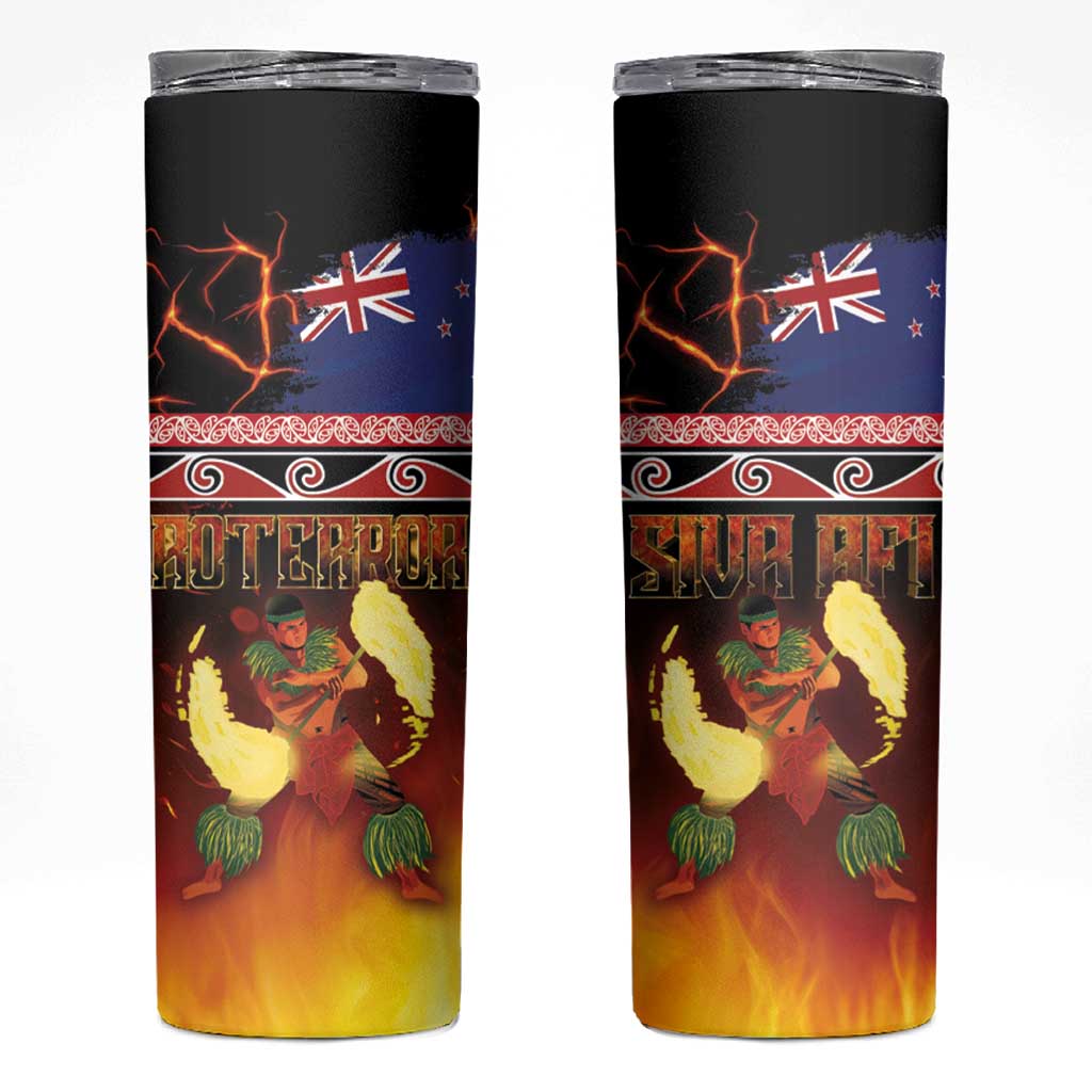 Aotearoa Siva Afi Skinny Tumbler Tribal Performers of Aotearoa Fire Knife Dancing LT03 Black - Polynesian Pride