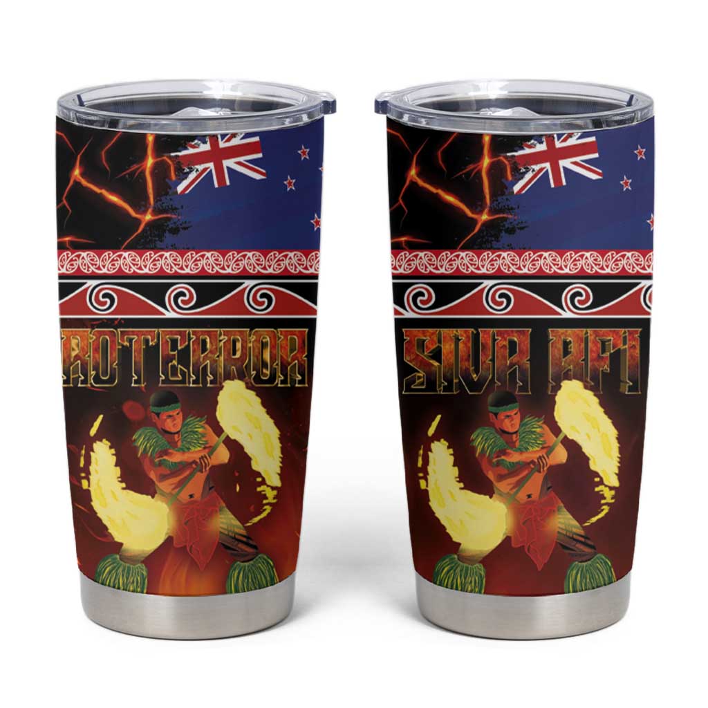 Aotearoa Siva Afi Tumbler Cup Tribal Performers of Aotearoa Fire Knife Dancing LT03 Black - Polynesian Pride