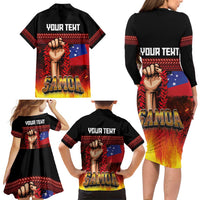 Personalised Samoan Spirit - Samoa Tribal Heritage Family Matching Long Sleeve Bodycon Dress and Hawaiian Shirt LT03 - Polynesian Pride