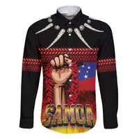 Personalised Samoan Spirit - Samoa Tribal Heritage Family Matching Long Sleeve Bodycon Dress and Hawaiian Shirt LT03 Dad's Shirt - Long Sleeve Black - Polynesian Pride