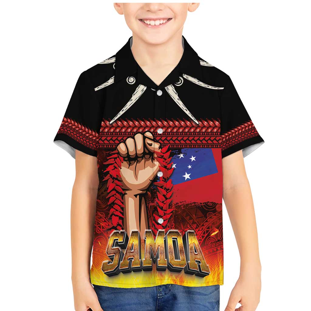 Personalised Samoan Spirit - Samoa Tribal Heritage Family Matching Mermaid Dress and Hawaiian Shirt LT03 Son's Shirt Black - Polynesian Pride
