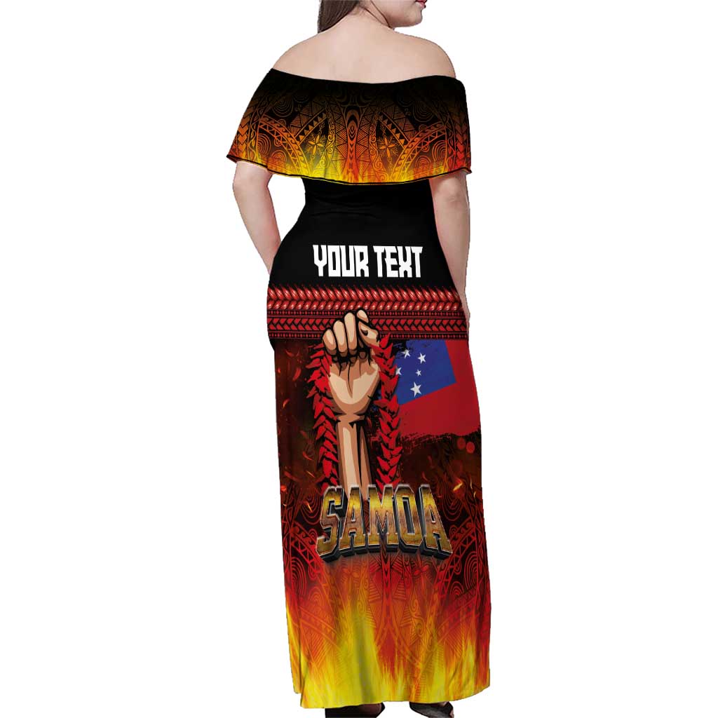 Personalised Samoan Spirit - Samoa Tribal Heritage Family Matching Off Shoulder Maxi Dress and Hawaiian Shirt LT03 - Polynesian Pride