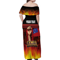Personalised Samoan Spirit - Samoa Tribal Heritage Family Matching Off Shoulder Maxi Dress and Hawaiian Shirt LT03 - Polynesian Pride