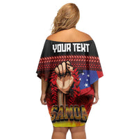Personalised Samoan Spirit - Samoa Tribal Heritage Family Matching Off Shoulder Short Dress and Hawaiian Shirt LT03 - Polynesian Pride
