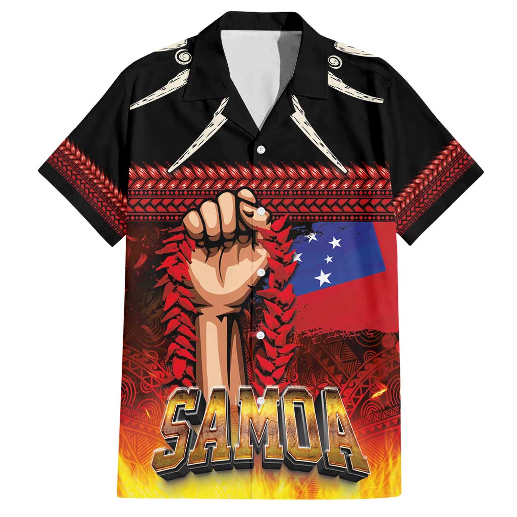 Personalised Samoan Spirit - Samoa Tribal Heritage Family Matching Summer Maxi Dress and Hawaiian Shirt LT03 Dad's Shirt - Short Sleeve Black - Polynesian Pride