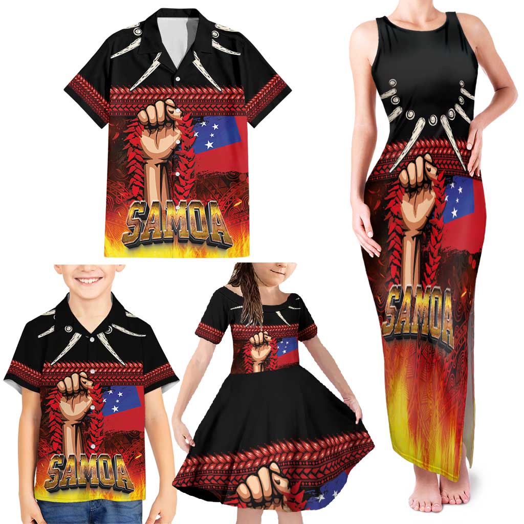 Personalised Samoan Spirit - Samoa Tribal Heritage Family Matching Tank Maxi Dress and Hawaiian Shirt LT03 - Polynesian Pride