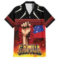 Personalised Samoan Spirit - Samoa Tribal Heritage Family Matching Tank Maxi Dress and Hawaiian Shirt LT03 Dad's Shirt - Short Sleeve Black - Polynesian Pride