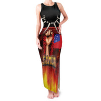 Personalised Samoan Spirit - Samoa Tribal Heritage Family Matching Tank Maxi Dress and Hawaiian Shirt LT03 Mom's Dress Black - Polynesian Pride