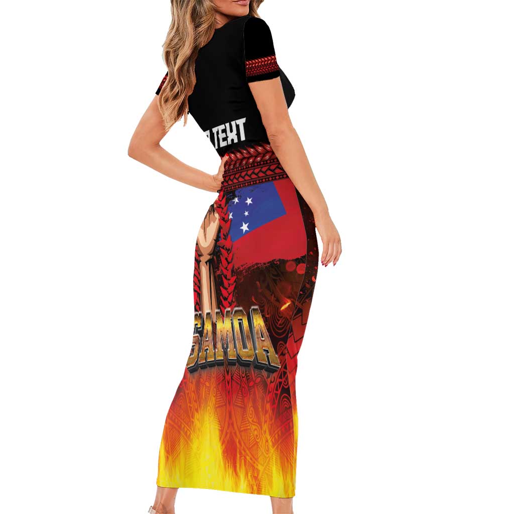 Personalised Samoan Spirit - Samoa Tribal Heritage Short Sleeve Bodycon Dress LT03 - Polynesian Pride
