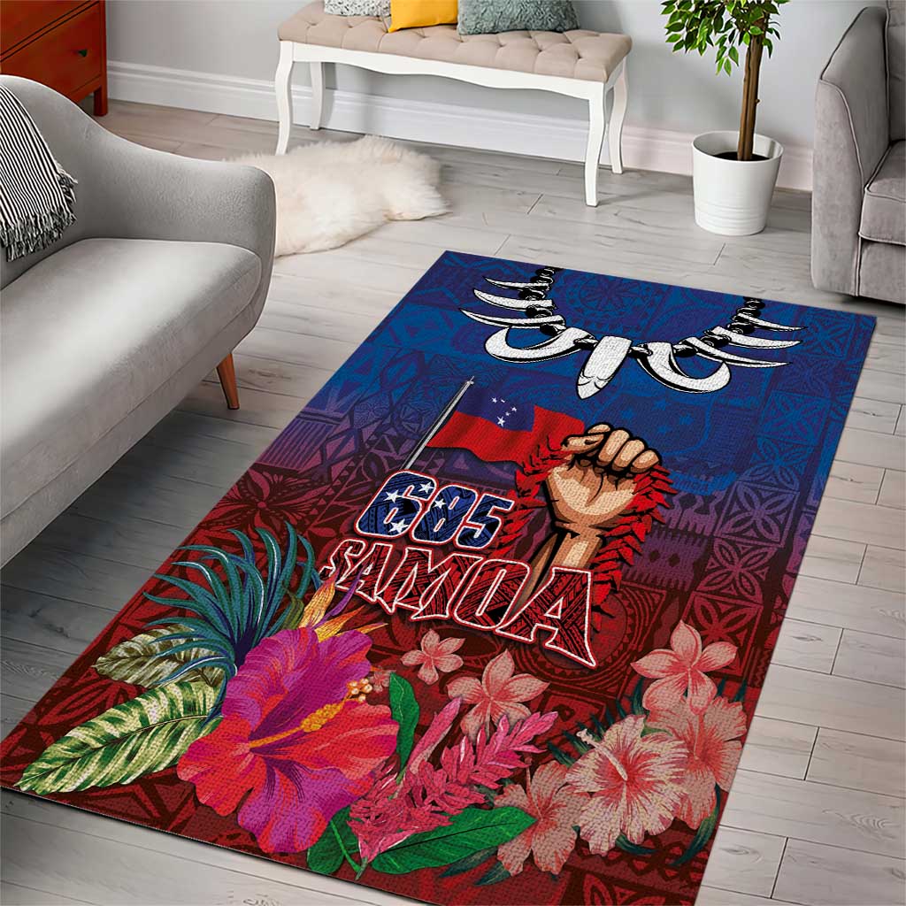 Proud of Samoa Area Rug Ula Nifo with Samoa 685 and Hibiscus Tapa Tribal Pattern LT03 - Polynesian Pride