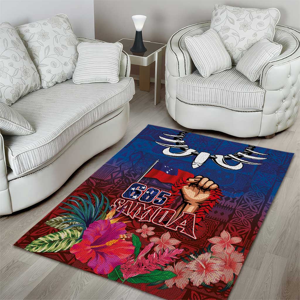 Proud of Samoa Area Rug Ula Nifo with Samoa 685 and Hibiscus Tapa Tribal Pattern LT03 - Polynesian Pride