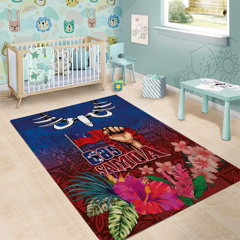 Proud of Samoa Area Rug Ula Nifo with Samoa 685 and Hibiscus Tapa Tribal Pattern LT03 - Polynesian Pride