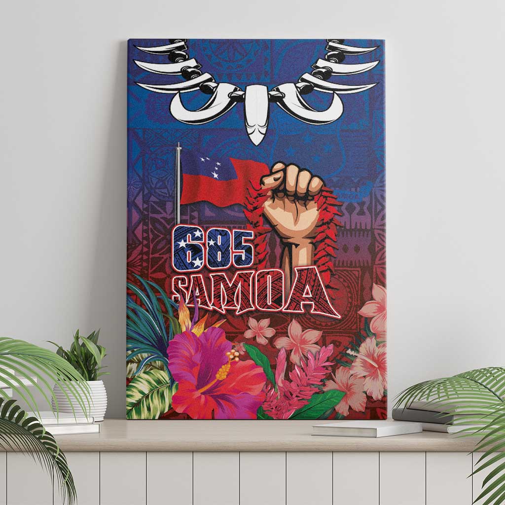 Proud of Samoa Canvas Wall Art Ula Nifo with Samoa 685 and Hibiscus Tapa Tribal Pattern LT03 - Polynesian Pride
