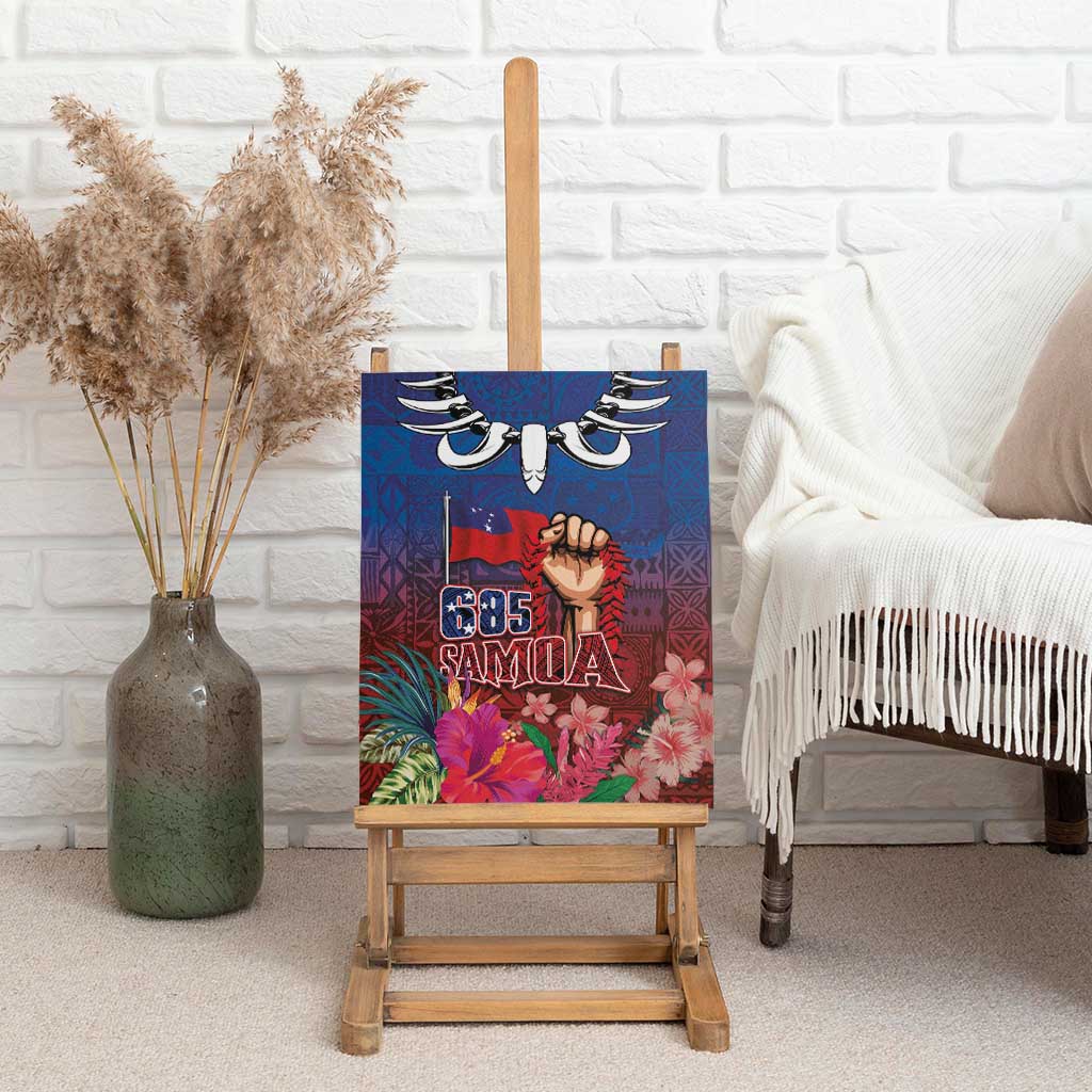 Proud of Samoa Canvas Wall Art Ula Nifo with Samoa 685 and Hibiscus Tapa Tribal Pattern LT03 - Polynesian Pride