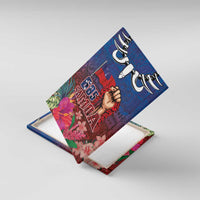 Proud of Samoa Canvas Wall Art Ula Nifo with Samoa 685 and Hibiscus Tapa Tribal Pattern LT03 With Frame Blue - Polynesian Pride