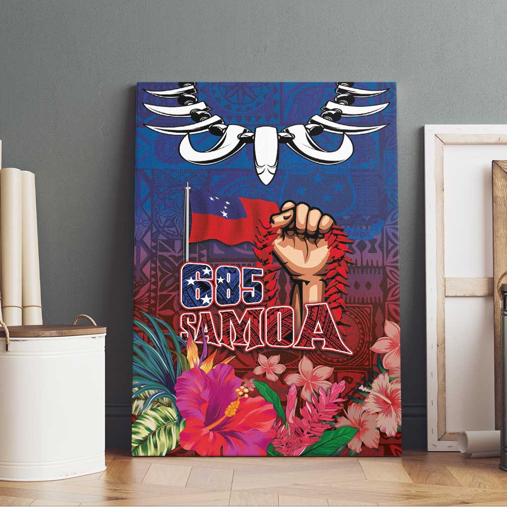 Proud of Samoa Canvas Wall Art Ula Nifo with Samoa 685 and Hibiscus Tapa Tribal Pattern LT03 - Polynesian Pride
