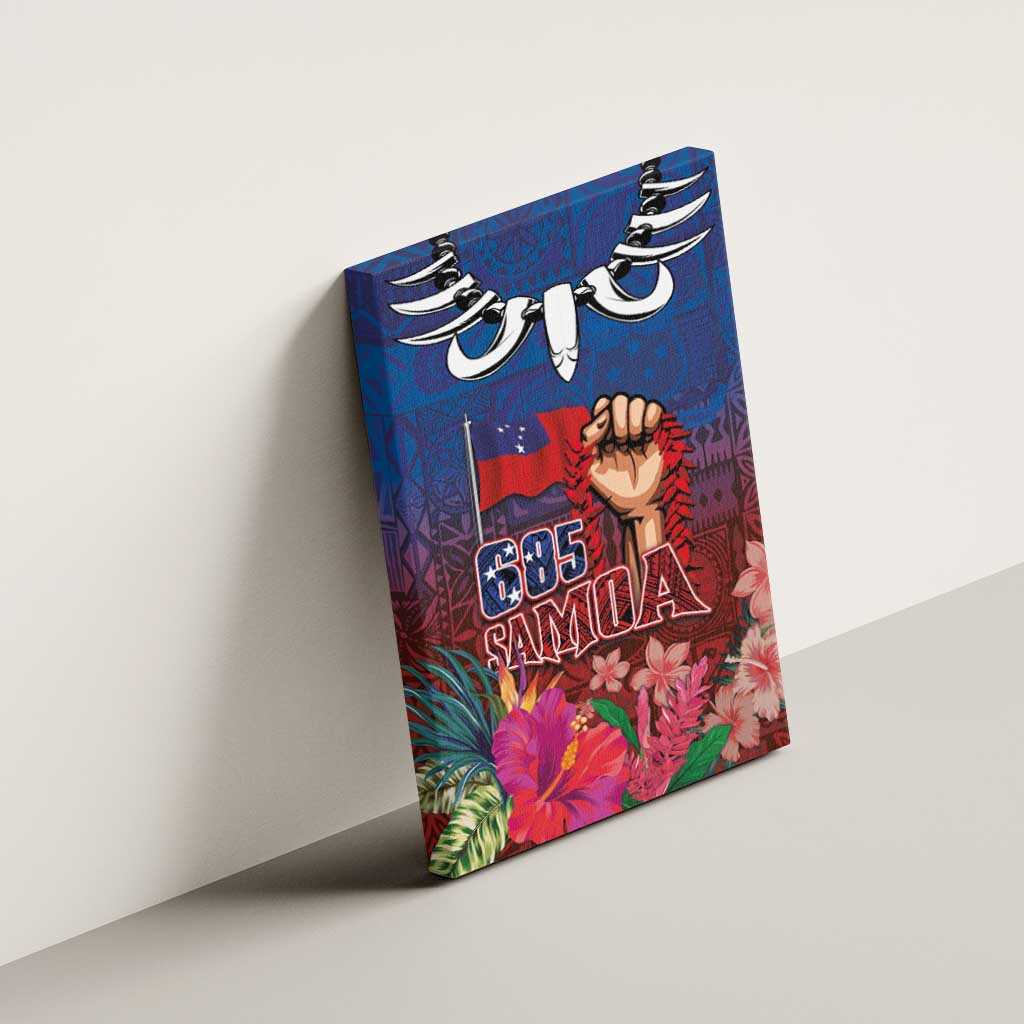 Proud of Samoa Canvas Wall Art Ula Nifo with Samoa 685 and Hibiscus Tapa Tribal Pattern LT03 - Polynesian Pride