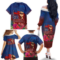 Proud of Samoa Family Matching Off The Shoulder Long Sleeve Dress and Hawaiian Shirt Ula Nifo with Samoa 685 and Hibiscus Tapa Tribal Pattern LT03 - Polynesian Pride