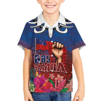 Proud of Samoa Family Matching Puletasi and Hawaiian Shirt Ula Nifo with Samoa 685 and Hibiscus Tapa Tribal Pattern LT03 Son's Shirt Blue - Polynesian Pride