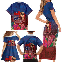 Proud of Samoa Family Matching Short Sleeve Bodycon Dress and Hawaiian Shirt Ula Nifo with Samoa 685 and Hibiscus Tapa Tribal Pattern LT03 - Polynesian Pride