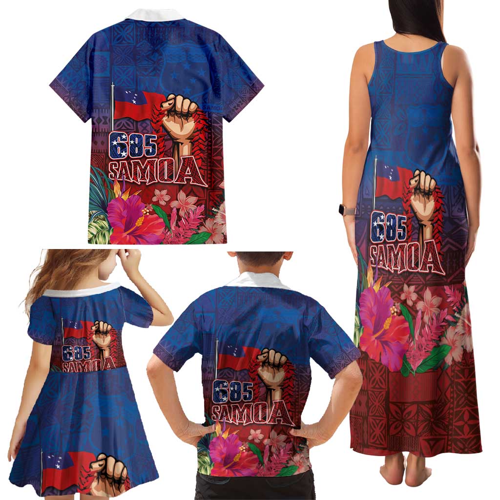 Proud of Samoa Family Matching Tank Maxi Dress and Hawaiian Shirt Ula Nifo with Samoa 685 and Hibiscus Tapa Tribal Pattern LT03 - Polynesian Pride