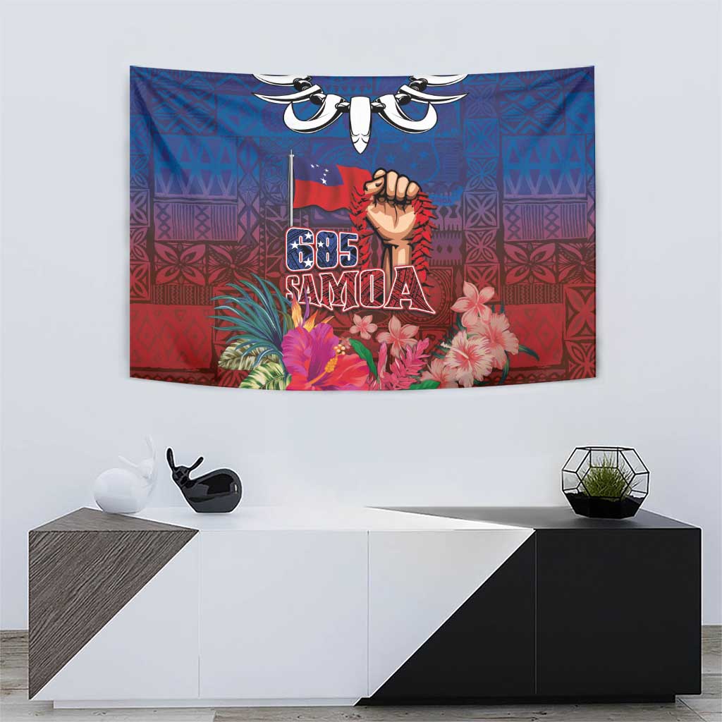 Proud of Samoa Tapestry Ula Nifo with Samoa 685 and Hibiscus Tapa Tribal Pattern