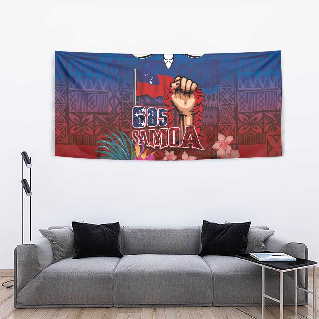 Proud of Samoa Tapestry Ula Nifo with Samoa 685 and Hibiscus Tapa Tribal Pattern