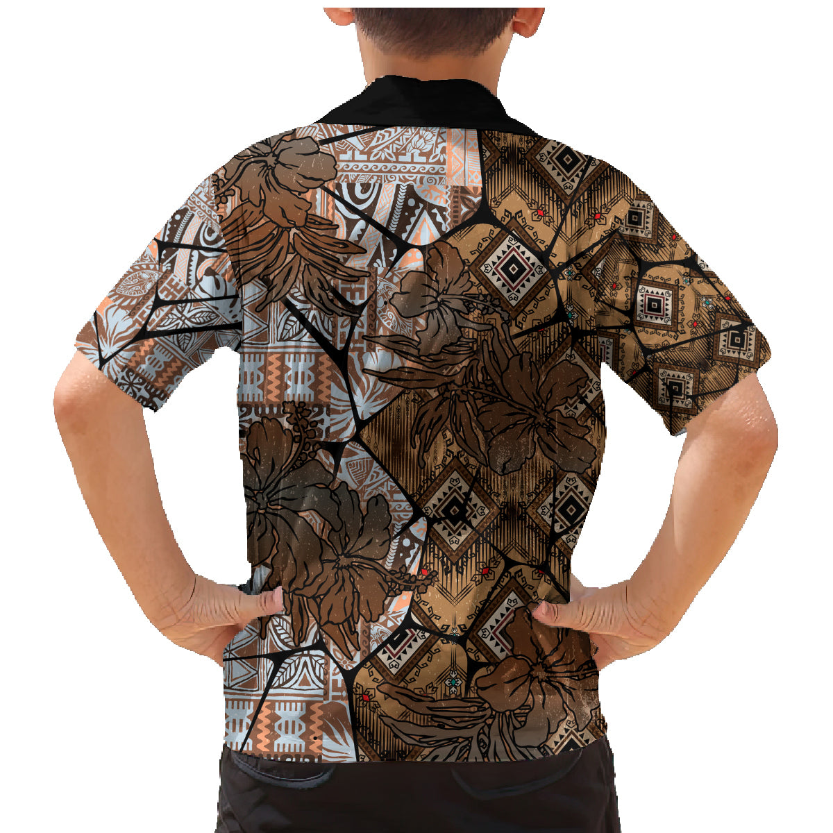 Fiji Masi Tapa Tribal Family Matching Mermaid Dress and Hawaiian Shirt Old Hibiscus Vintage Style LT03 - Polynesian Pride