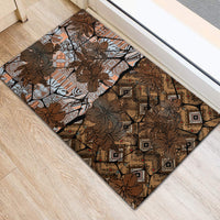 Fiji Masi Tapa Tribal Rubber Doormat Old Hibiscus Vintage Style LT03 - Polynesian Pride