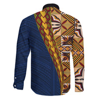 Samoan Siapo Family Matching Off Shoulder Long Sleeve Dress and Hawaiian Shirt Tatau Pattern Half Style LT03 - Polynesian Pride